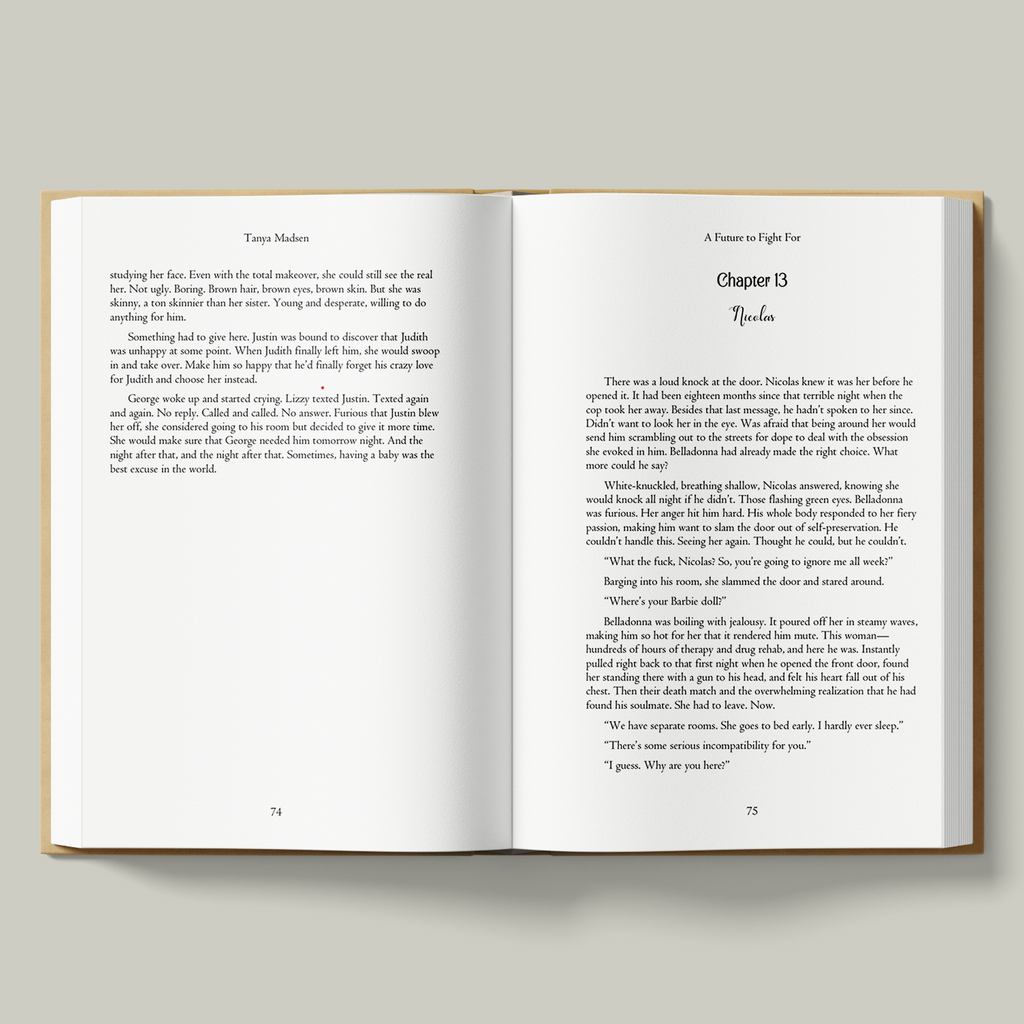 An interior page from A Future to Fight For showing the book’s typography and a reading sample from Chapter 13.