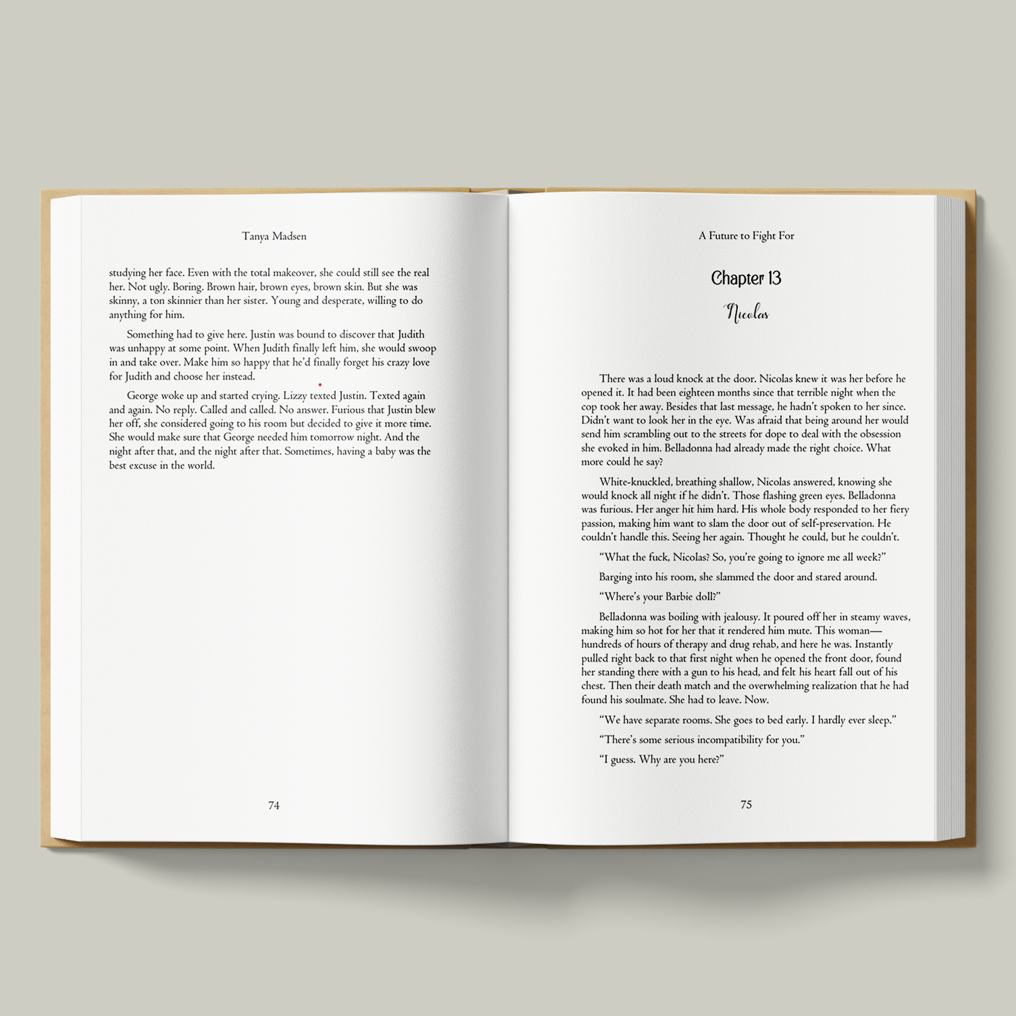 An interior page from A Future to Fight For showing the book’s typography and a reading sample from Chapter 13.