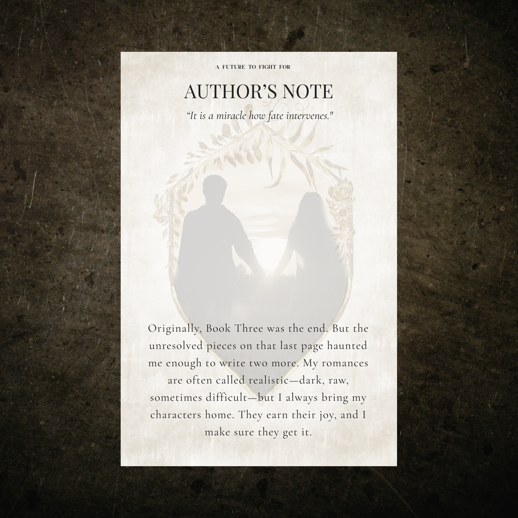 The first annotation card for A Future to Fight For printed on cream matte cardstock in bronze with aged edges.