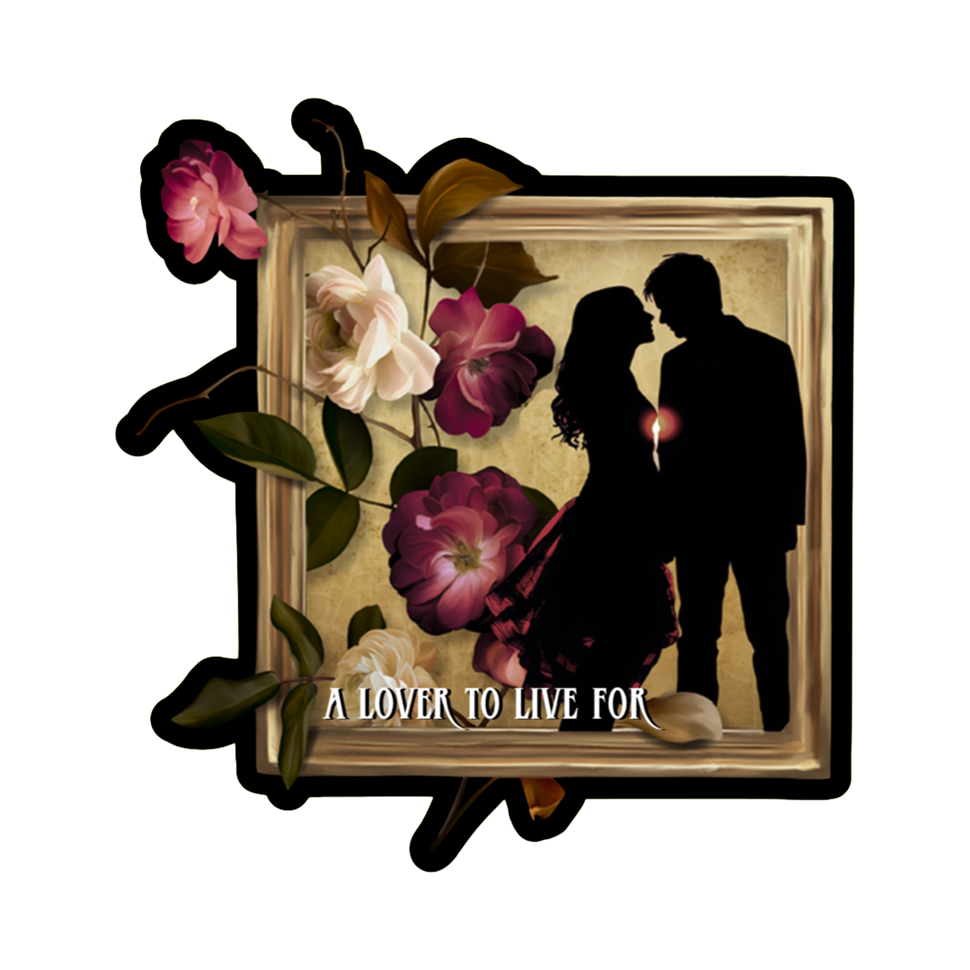 A holographic vinyl sticker featuring the Book Two cover, A Lover to Live For. 