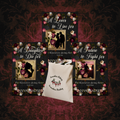 The Somewhere Aching Books 1-3 and a tote bag with 'Somewhere Acting Series' branding on a dark floral background.
