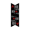 Magnetic bookmark featuring the quote: "born to ache, built to rise" in black with white text