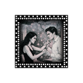 A 3x3 glossy, black‑pink‑white, vinyl sticker of Judith and Nicolas fighting their deathmatch.
