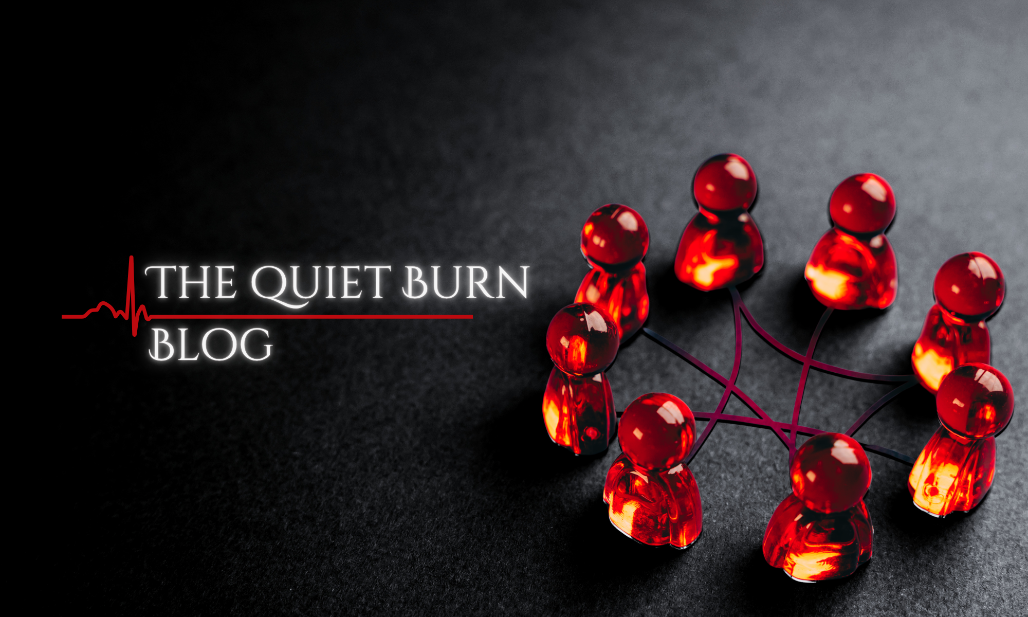 Red glowing lights on a dark background with 'The Quiet Burn Blog' text.