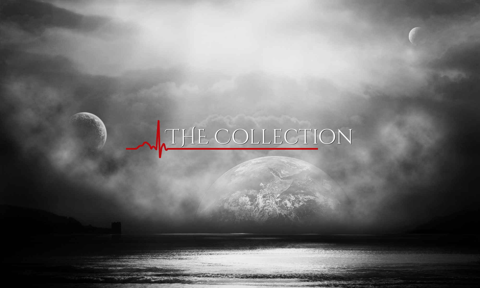 Futuristic landscape with planets and 'The Collection' logo