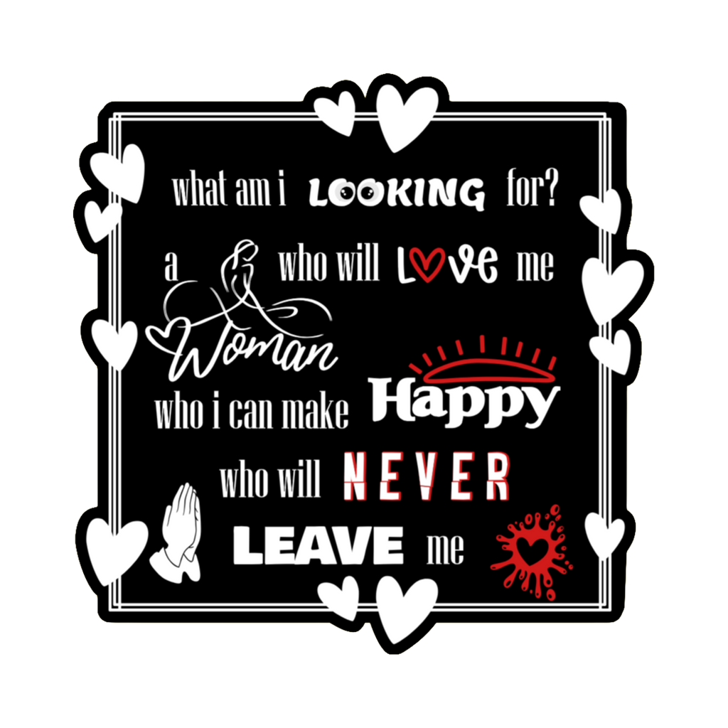 A 3x3 glossy, holographic, black square sticker features the “Looking” quote from book one in a black‑white‑red design.