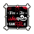 A 3x3 glossy, vinyl white square sticker features the “Fire and Air” quote from book one in a black‑white‑red design.
