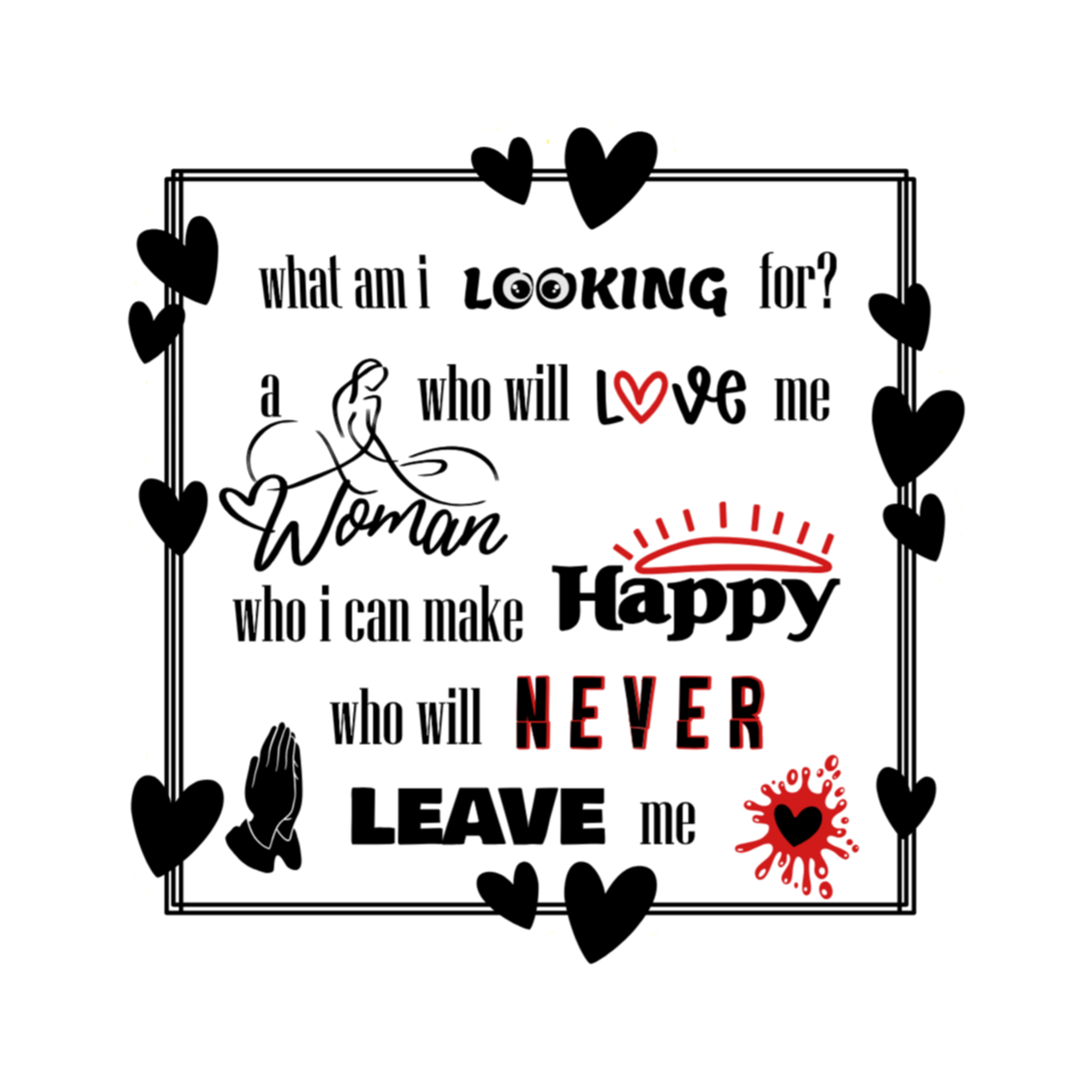 A 3x3 glossy, holographic, white square sticker features the “Looking” quote from book one in a black‑white‑red design.