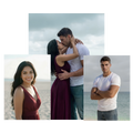 The Somewhere Aching Series Character Art of Judith and Justin, individual photos and one of them kissing.