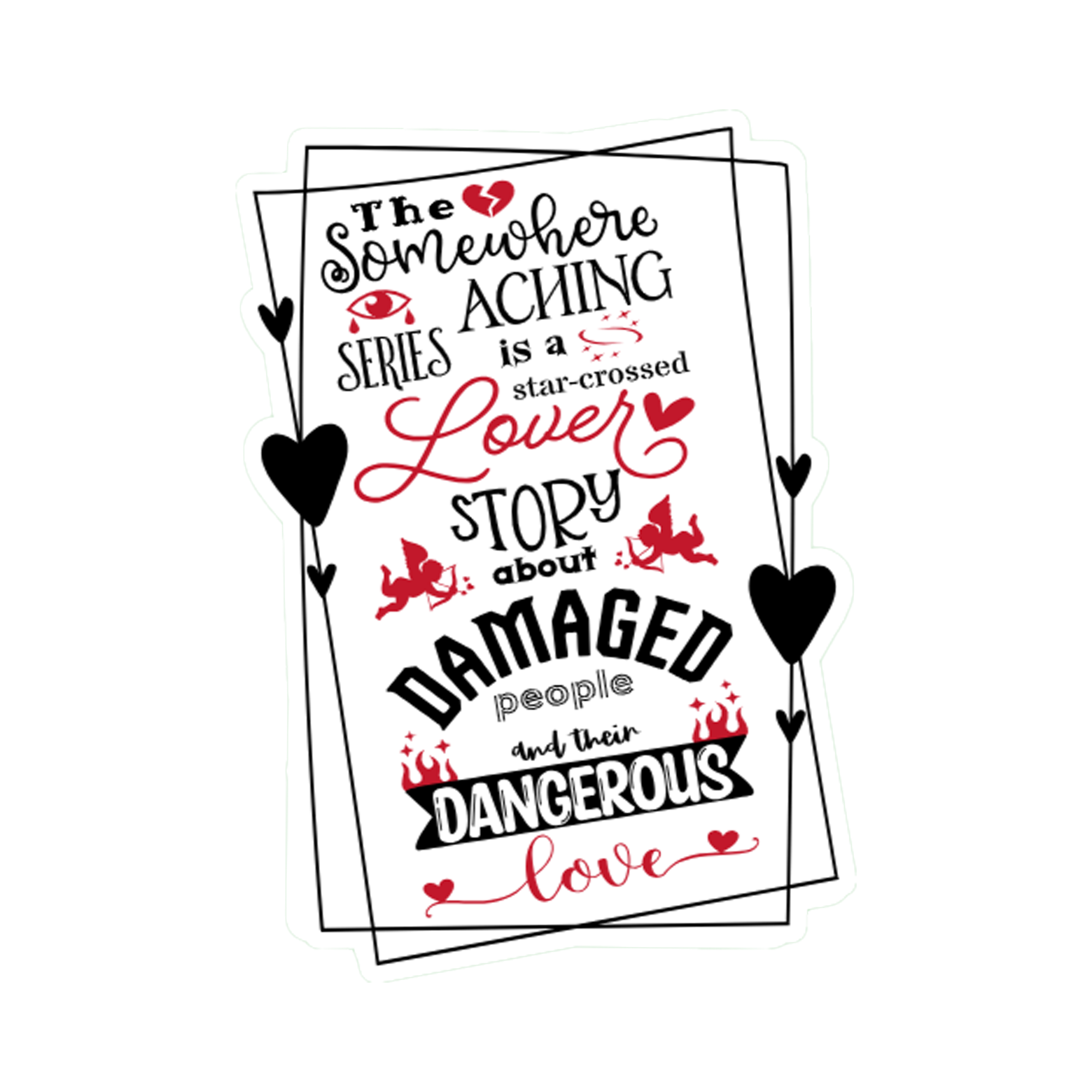 A 2x3 glossy vinyl white rectangle sticker features the SA series theme in a black‑white‑red design.
