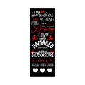 The Somewhere Aching 2x6 bookmark in white text on black featuring the theme quote in decorative script and cute art pics