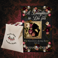 Book cover of 'A Daughter to Die for' by Tanya Madsen with a tote bag featuring floral design.