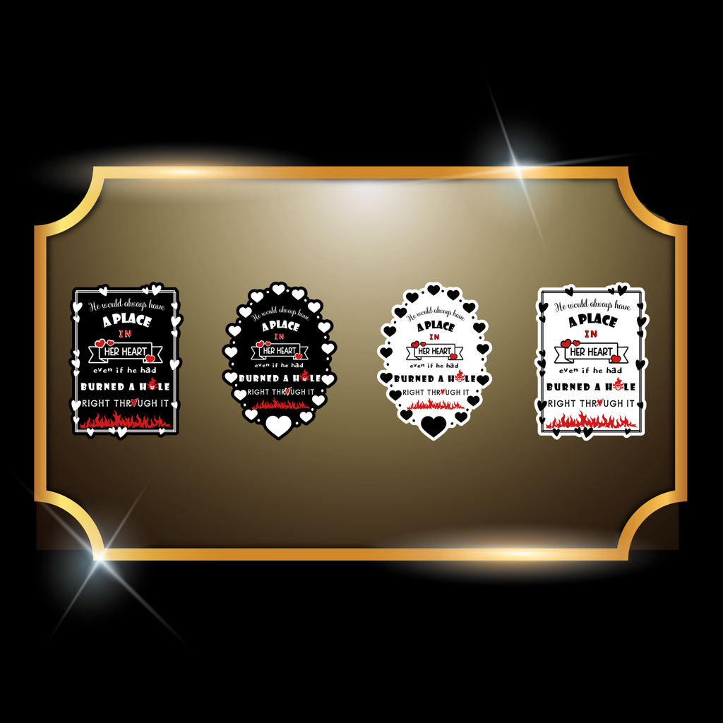 A live video of the “Burned” quote sticker created by Tanya Madsen to show sticker quality and shine.