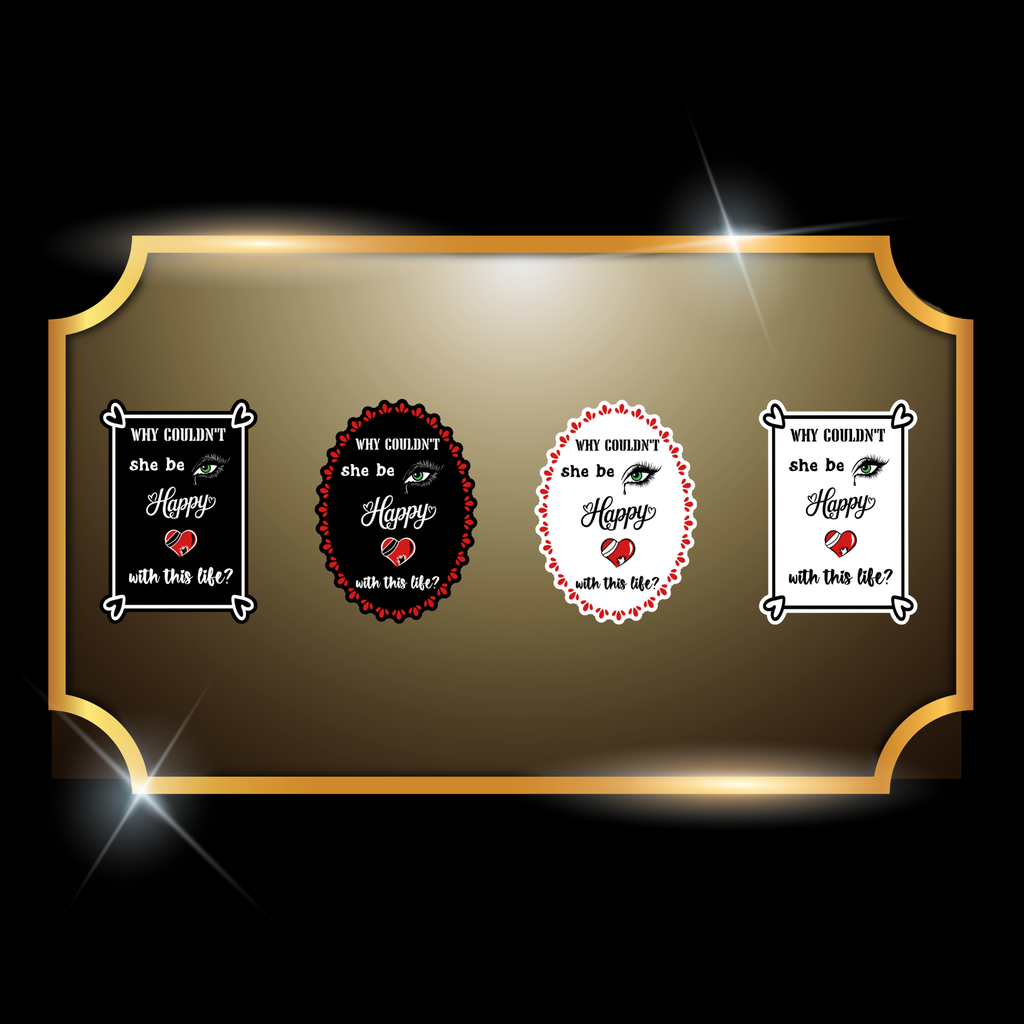 A live video of the “Happy” quote sticker created by Tanya Madsen to show sticker quality and shine.