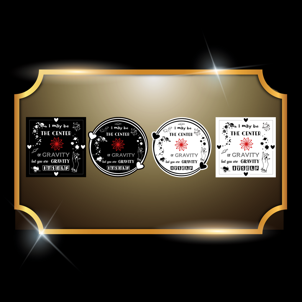 A live video of the “Gravity” quote sticker created by Tanya Madsen to show sticker quality and shine.