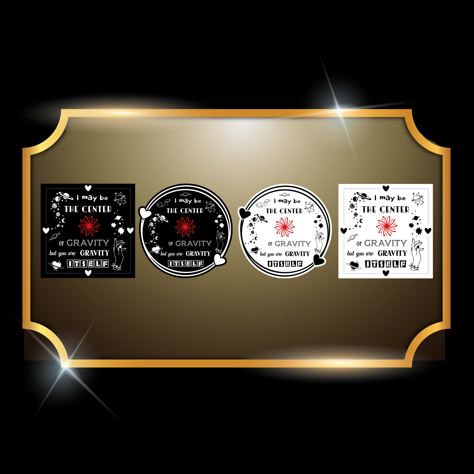 A live video of the “Gravity” quote sticker created by Tanya Madsen to show sticker quality and shine.