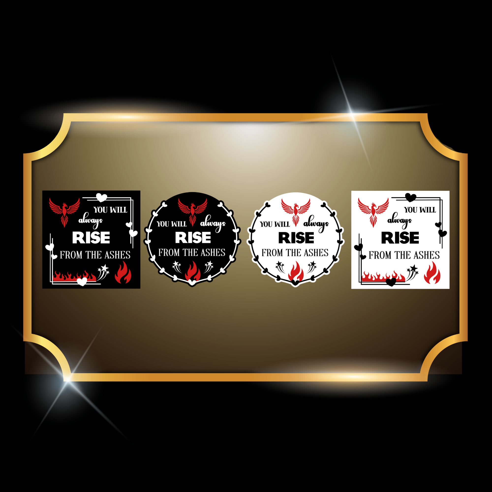 A live video of the “Ashes” quote sticker created by Tanya Madsen to show sticker quality and shine.