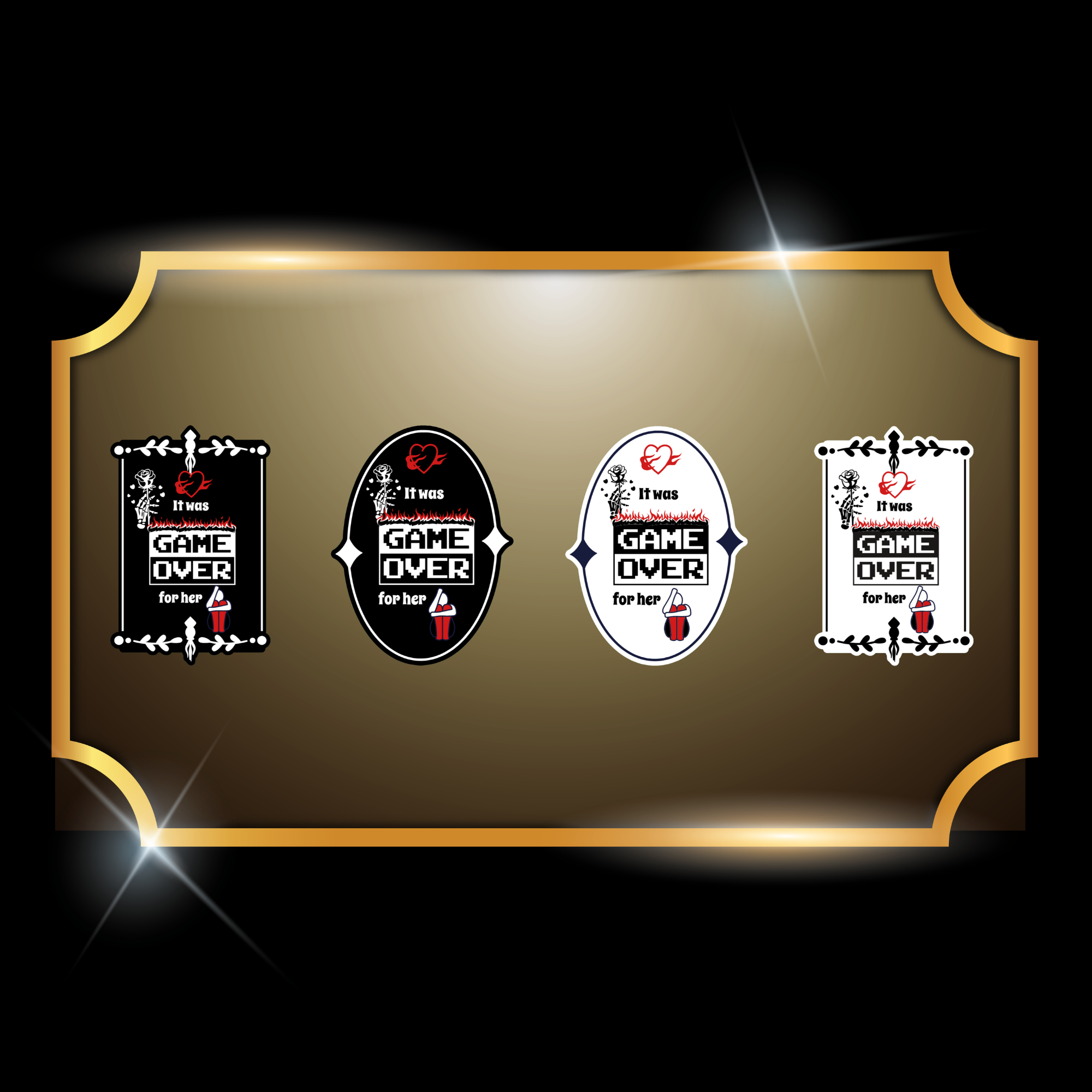 A live video of the “Game Over” quote sticker created by Tanya Madsen to show sticker quality and shine.