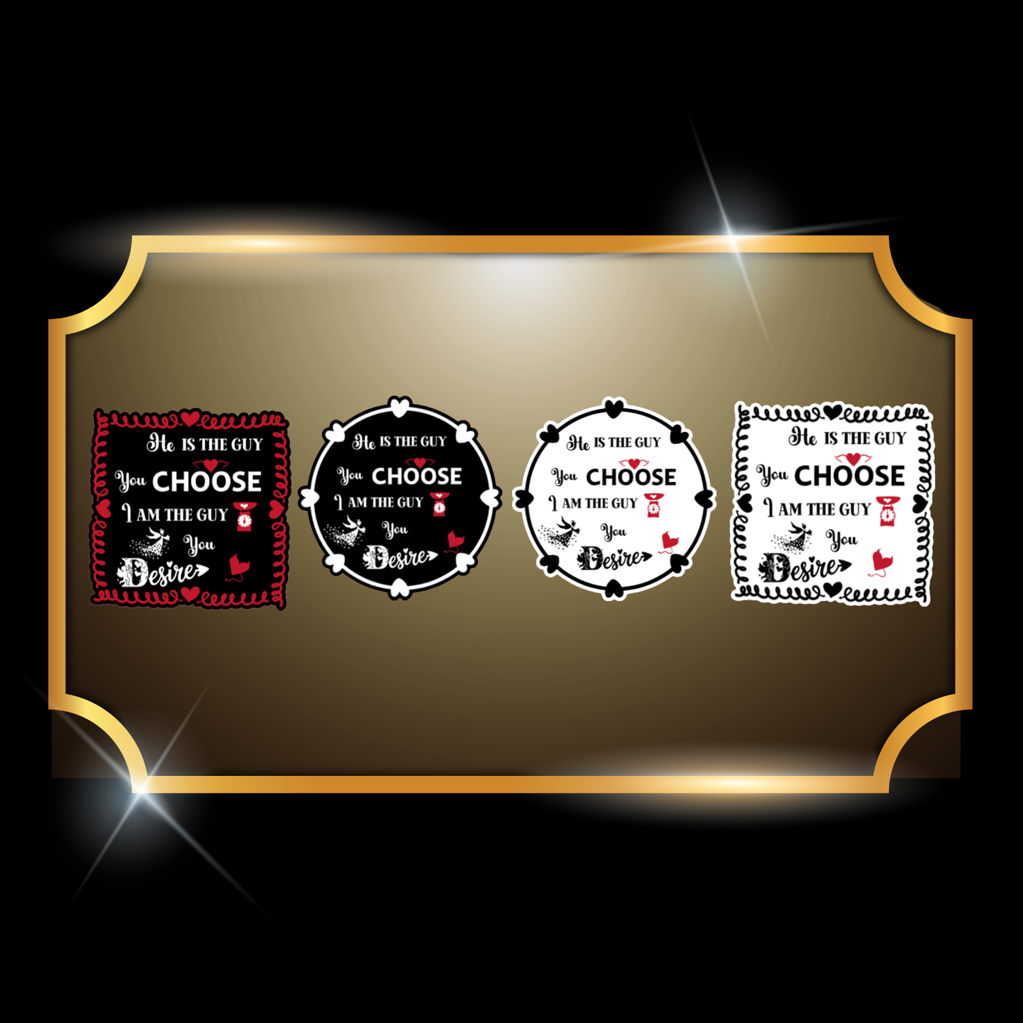 A live video of the “Desire” quote sticker created by Tanya Madsen to show sticker quality and shine.
