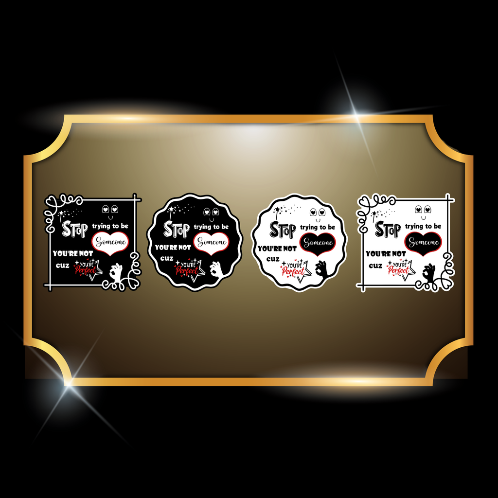 A live video of the “Perfect” quote sticker created by Tanya Madsen to show sticker quality and shine.