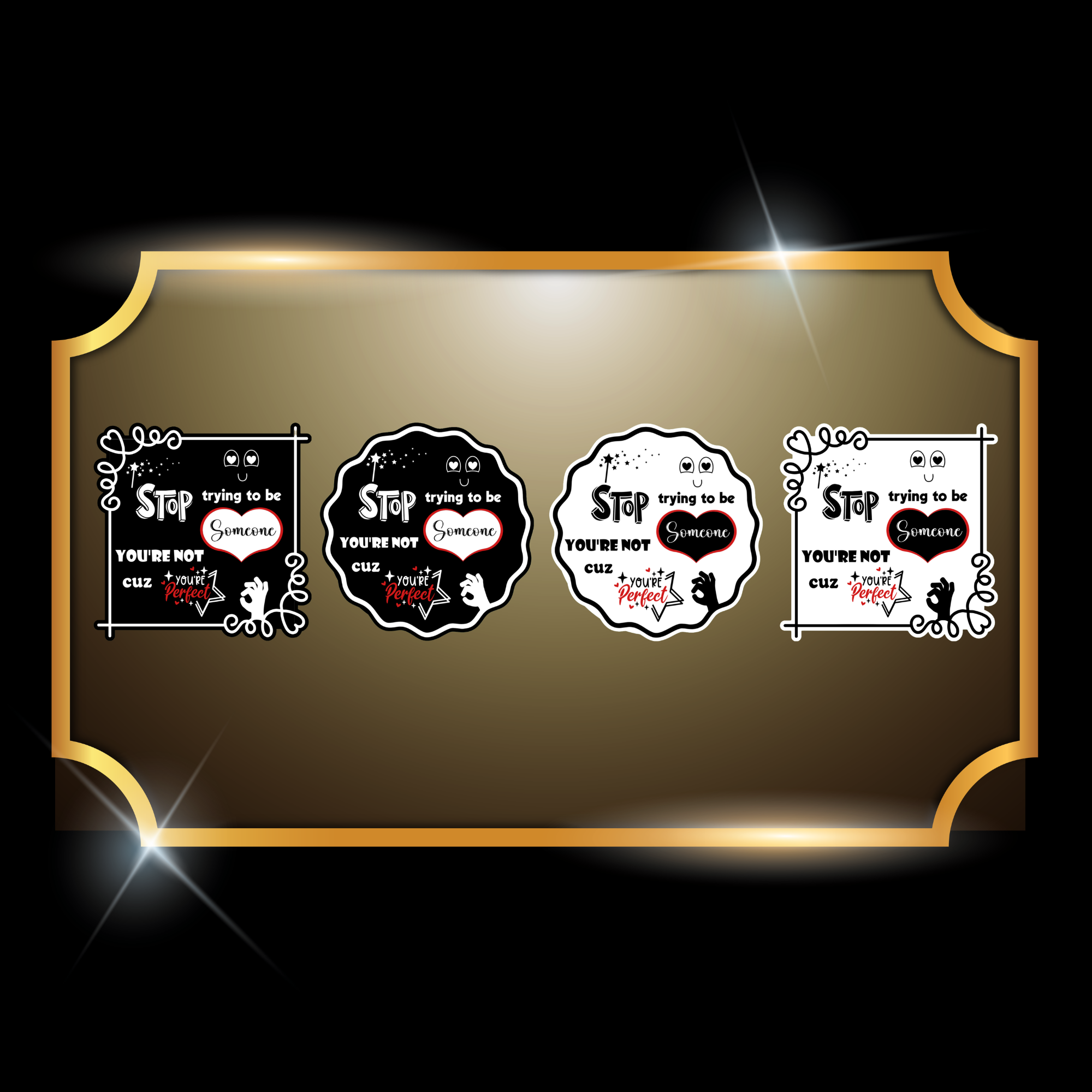 A live video of the “Perfect” quote sticker created by Tanya Madsen to show sticker quality and shine.