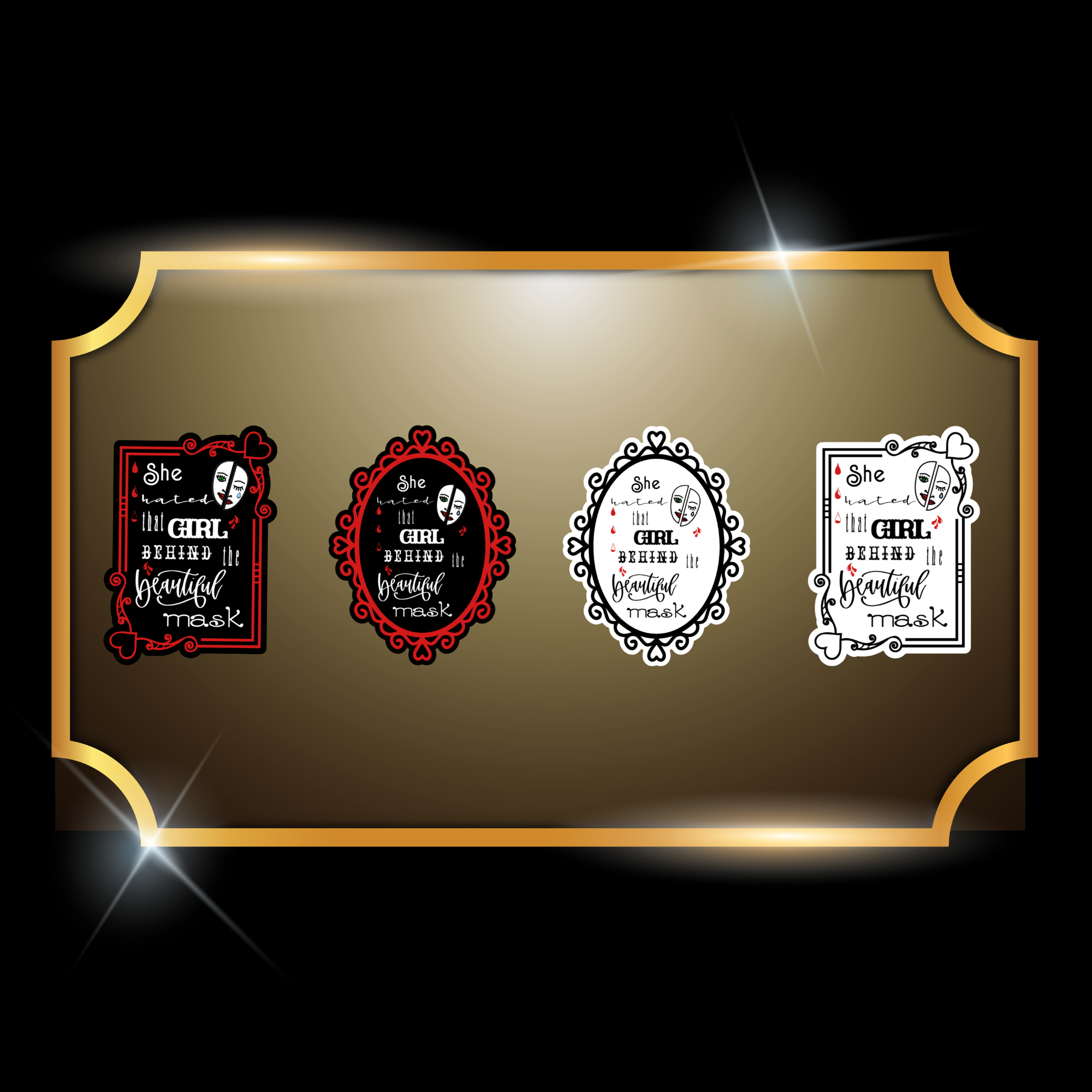 A live video of the “Mask” quote sticker created by Tanya Madsen to show sticker quality and shine.