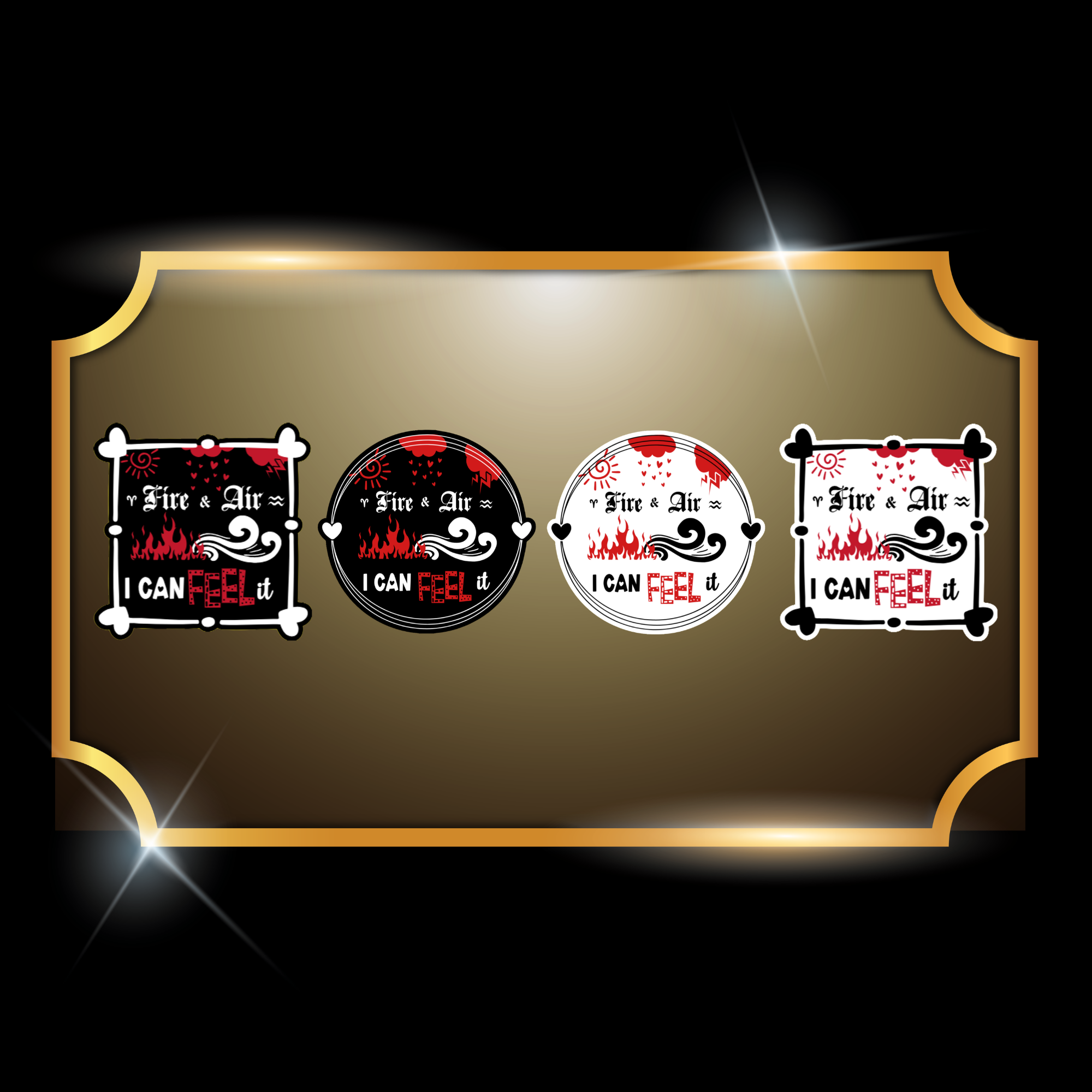 A live video of the “Fire and Air” quote sticker created by Tanya Madsen to show sticker quality and shine.