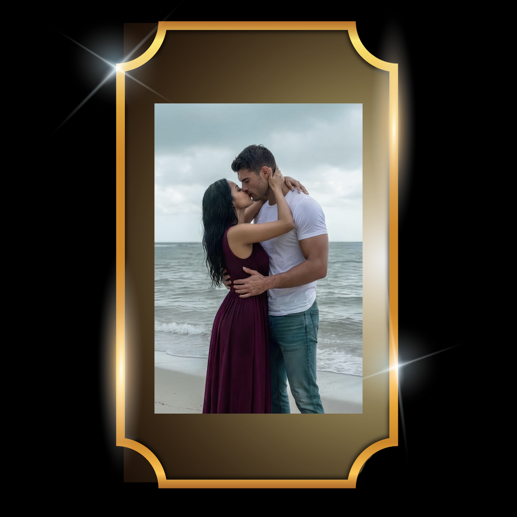A live video of a character art print of "Judith and Justin" created by Tanya Madsen to show photo quality and packaging.