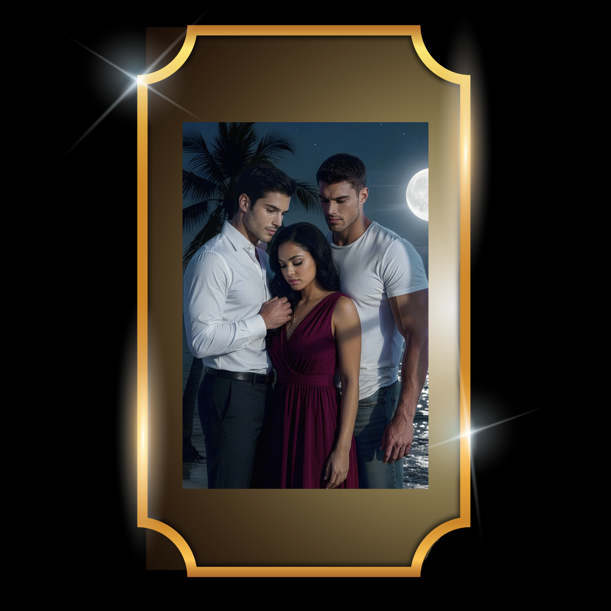 A live video of a character art print of "The Love Triangle" created by Tanya Madsen to show photo quality and packaging.
